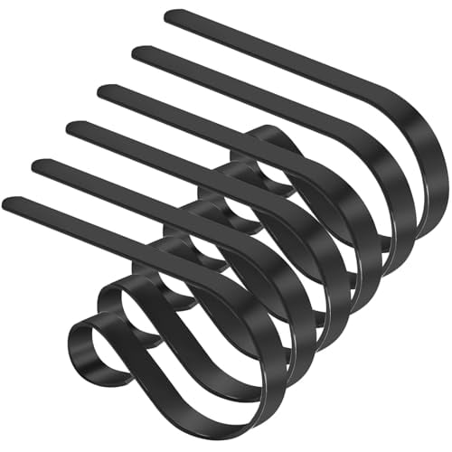 Stocking Holders for Mantle,Christmas Stocking Holder Set of 6,Mantle Clip Fireplace Hooks Hanger for Christmas Party Decoration Supplies (Black)