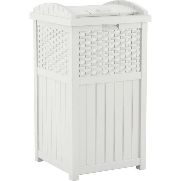 Suncast - Wicker Trash Hideaway - WHITE