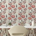 thumbnail image 2 of Ambesonne Floral Vintage Peel & Stick Wallpaper for Home, Retro Poppy Flowers, 13"x36", Burnt Sienna Dust Grey, 2 of 5