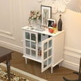 thumbnail image 6 of CBJCBJ 31.4" Accent Cabinet with 2 Lattice Glass Door and Adjustable Shelves, Sideboard Cabinets, White, 6 of 11