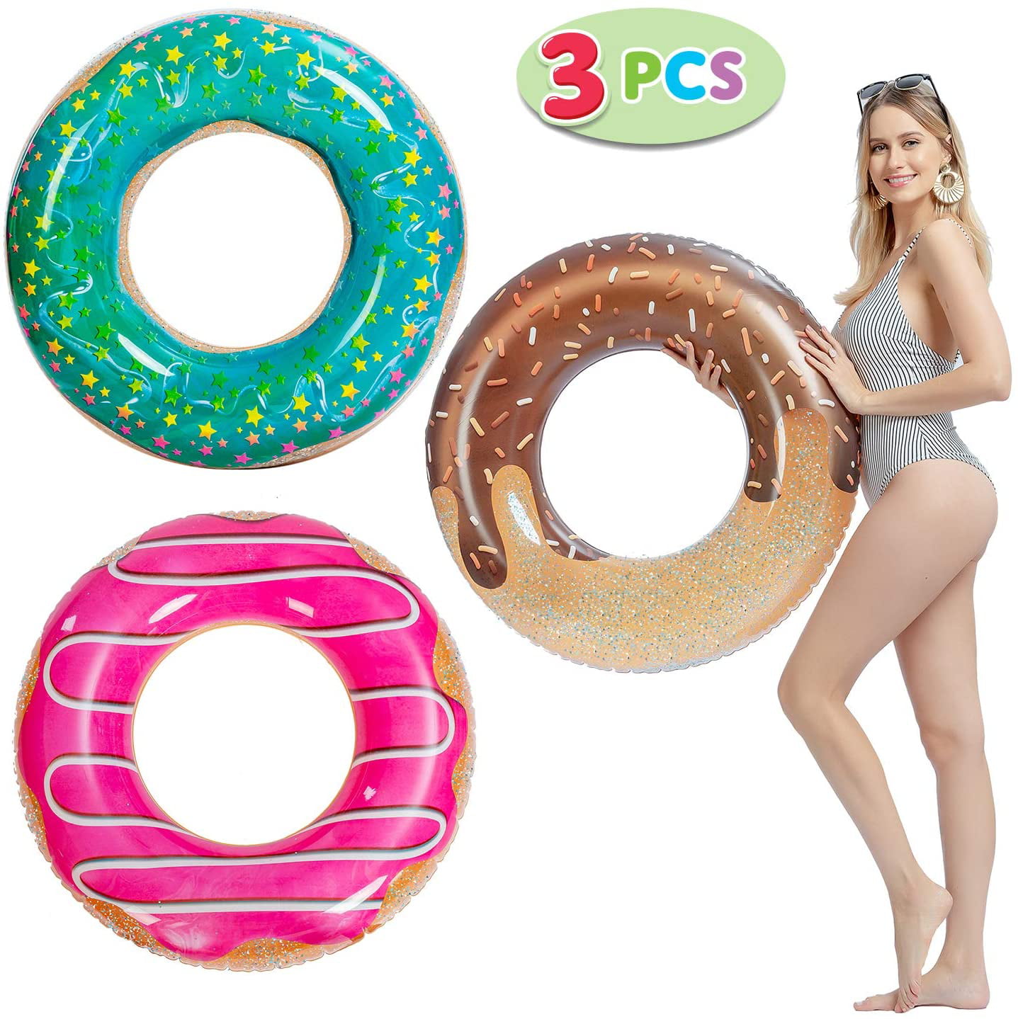 Details about   Inflatable Jumbo Donuts Float Ring Swimming Pool Raft Water Toy Chocolate 