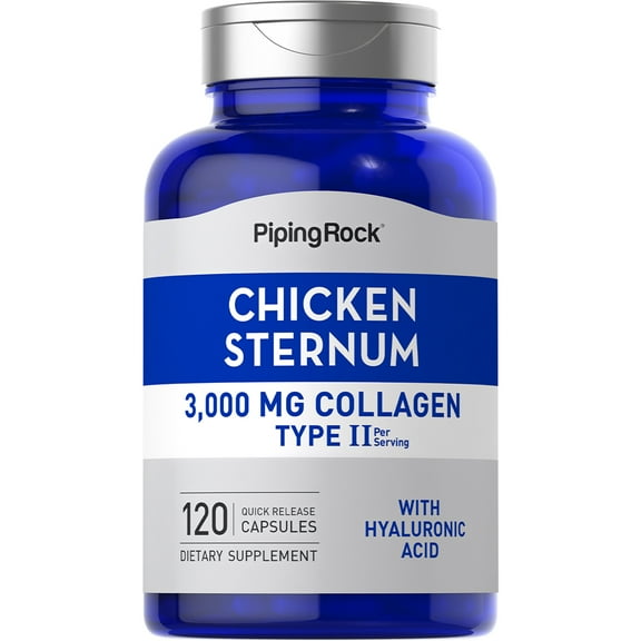 Chicken Sternum Collagen Type II 3000 mg (per serving) | 120 Quick Release Capsules | By Piping Rock