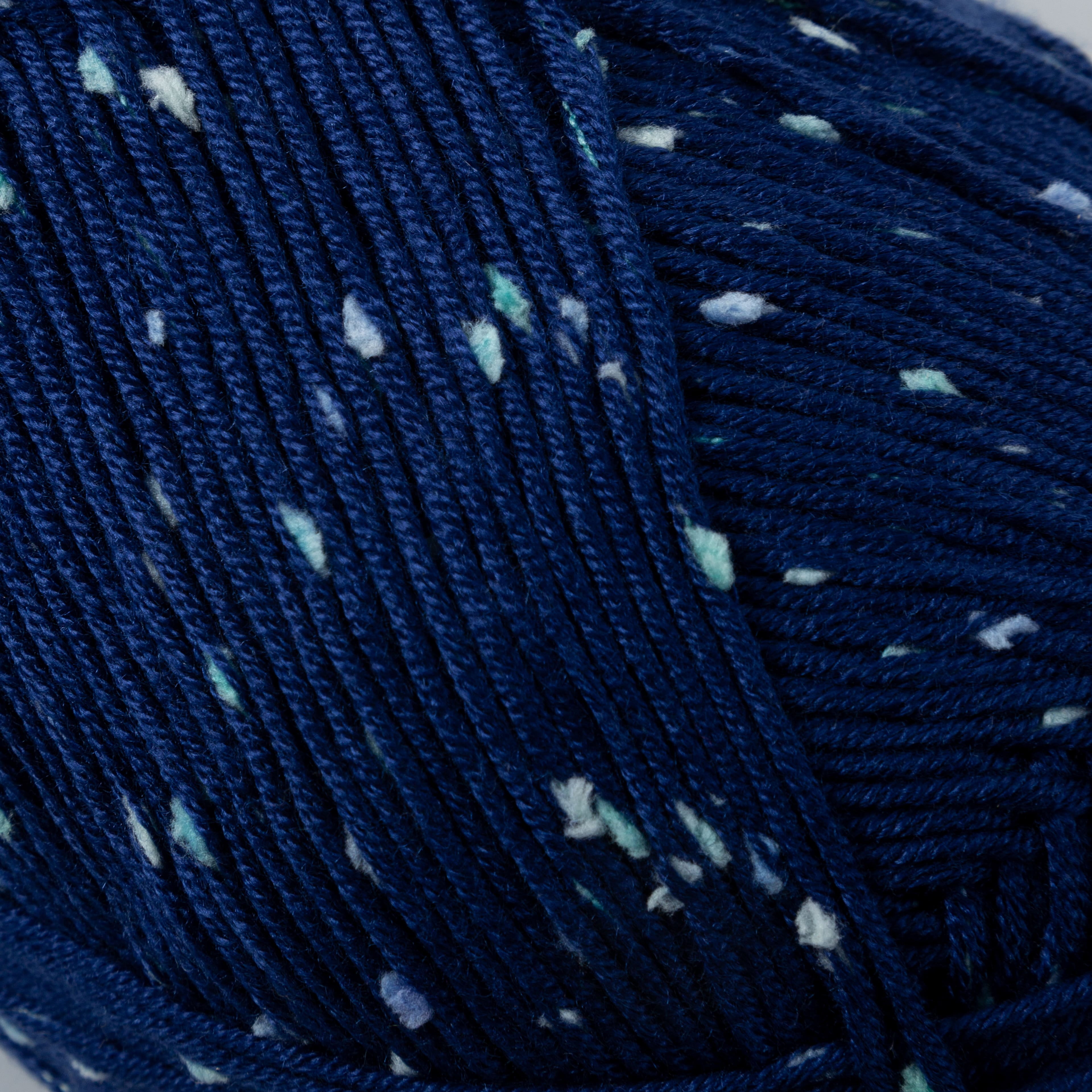 Loops & Threads Dark Blue Flecks Yarn - Medium Weight Yarn for Knitting, Crochet, Weaving, Arts & Crafts, 18 Pack