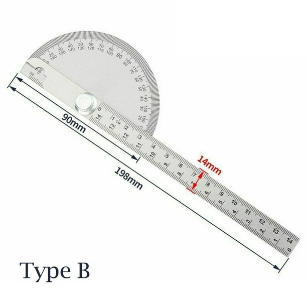 180 Degree Protractor Metal Angle Finder Goniometer Stainless Steel Woodworking