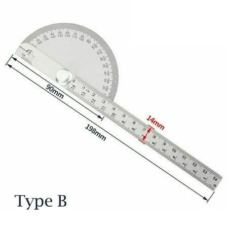 

180 Degree Protractor Metal Angle Finder Goniometer Stainless Steel Woodworking