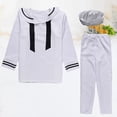 thumbnail image 3 of 1 juego de traje de marinero uniforme de cosplay de Halloween para hombre, traje de marinero, trajes de cosplay de escenario azul marino, traje de fiesta para hombres adultos (tamaño libre blanco), 3 of 5
