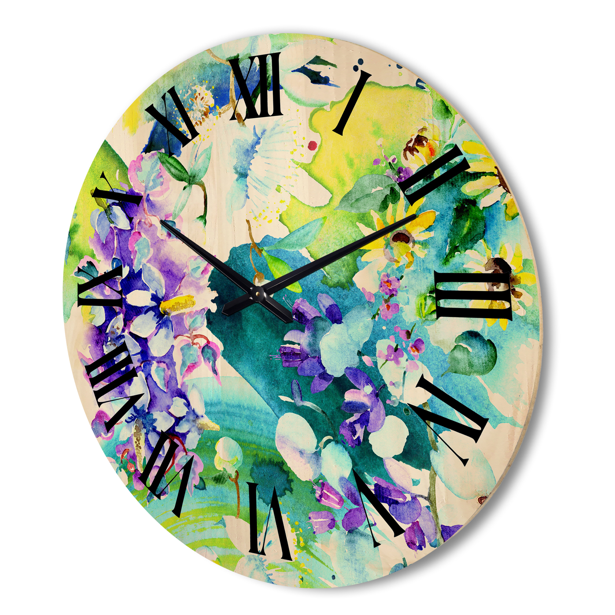 Designart 'Bouquet of Sunflowers and Wildflowers' Farmhouse Wood Wall Clock