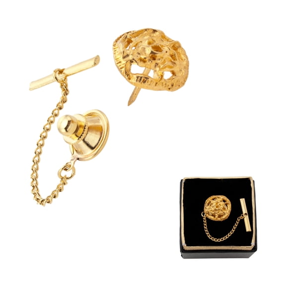 Gold Tone Openwork Abstract Flower Tie Tac Tack Pin Gift Mens Adult Male