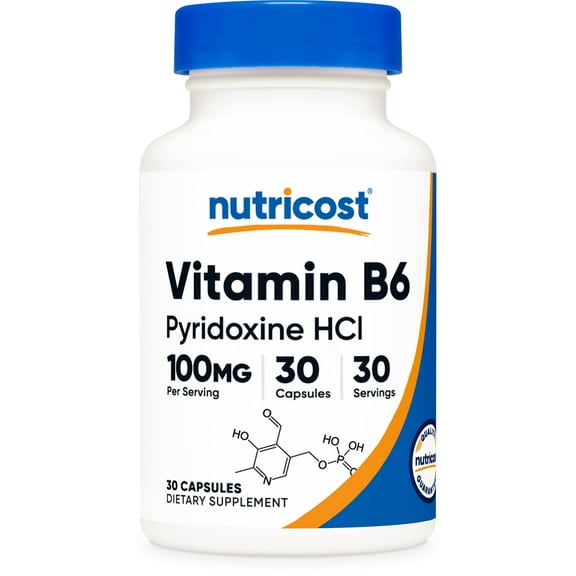 Nutricost Vitamin B6 (Pyridoxine HCl) 100mg, 30 Capsules