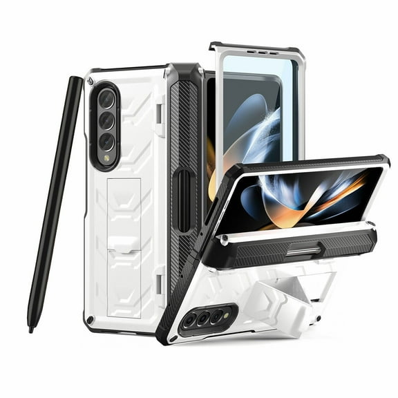For Samsung Galaxy Z Fold 3 Case, Shockproof Rugged Case Pen Holder Full Coverage Protection Cover with Screen Protector