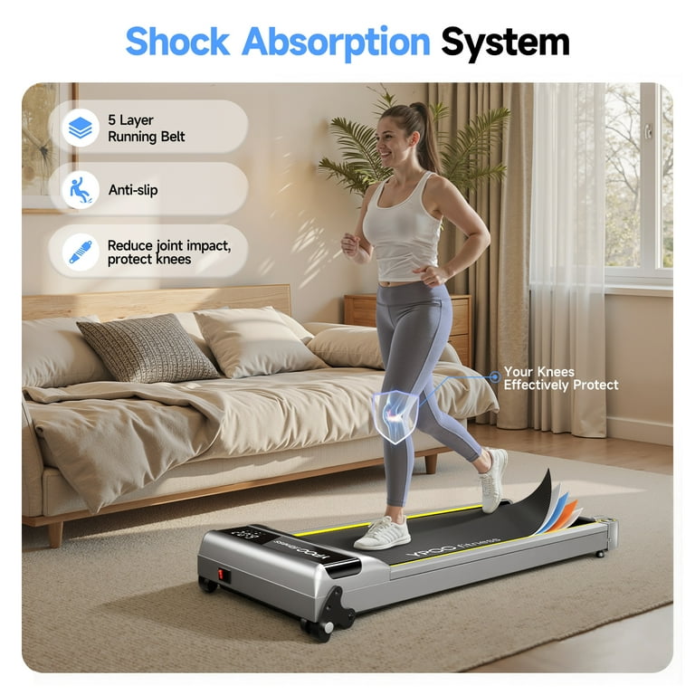 YPOO Walking Pad with Incline, Under Desk Treadmill for Home, 300