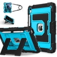 thumbnail image 2 of ELEHOLD 3-Layer Rugged Case For Apple Apple iPad 11th 10th Gen Heavy Duty Shockproof Cover, [Drop Protection], [Logo Visible], With Kickstand & Pencil Holder & Shoulder Strap, Black+Blue, 2 of 11