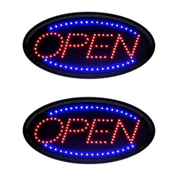 Alpine Industries 23 in. x 14 in. LED Oval Open Sign 2 Pack