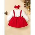 thumbnail image 3 of Bslissey Toddler Baby Girl Valentine's Day Dress Long Puff Sleeve Fake Two Pieces Patchwork Bow Decor A-line Dress with Headband Infant Sweet Clothes 3M-3T, 3 of 7