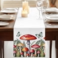 thumbnail image 3 of Red Mushrooms 90 Inch Table Runner, Spring Forest Leaves Butterfly Plants Farmhouse Dresser Scarf Cotton & Linen Tablerunner for Dining/Kitchen Island/Holiday Party Décor 13" x 90", 3 of 9