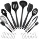 thumbnail image 1 of Juego de 20 utensilios de cocina de silicona, utensilios de cocina de silicona resistentes al calor, utensilios de cocina antiadherentes para hornear, 10 juegos + 10 ganchos en forma de S, color negro, 1 of 5