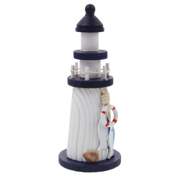 MUSEYA Decorative Nautical Lighthouse Wooden Blue 1Pcs Special Festivals