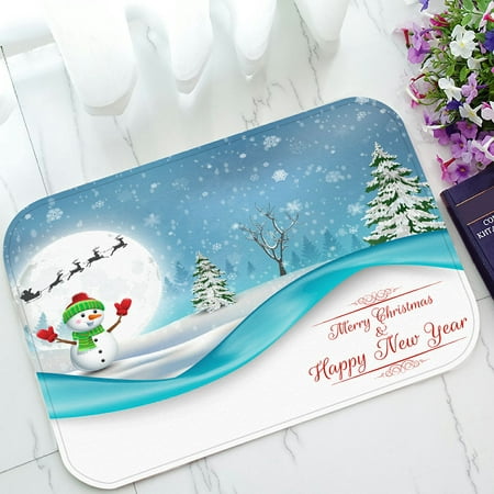 PHFZK Winter Festival Doormat, Happy Snowman Christmas Doormat Outdoors/Indoor Doormat Home Floor Mats Rugs Size 23.6x15.7