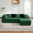 thumbnail image 3 of FFH 106" Cloud Sectional Couch, Modern Modular Sofa with L-Shape Chaise, Teddy Sofa for Living Room, No Assembly Required (Green, Right Chaise), 3 of 13