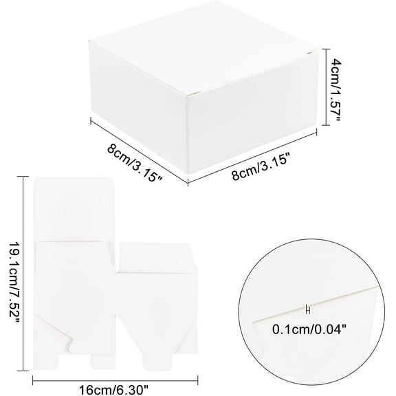 30 Pack Gifts Packaging Box Paper Favor Boxes Homemade Soap Box White Candy Box 3x3x1.5inch