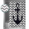 thumbnail image 3 of Shower Curtain, Nautical Anchor Dark Blue Waterproof Shower Curtain Set with Hooks for Bathroom Showers,Stalls and Bathtubs,72x72In Grey Zigzag Chevron, 3 of 8