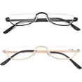 thumbnail image 2 of HSHDLDF Retro Designer Alloy Half Reading Glasses men, 2-Pack Half Frame Stylish Slim Reader with Pouch, 2 of 6