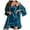 Blue, variant on Dealovy Womens 2 Piece Pajama Robe Sets V Neck Nightgown 3/4 Sleeve Bathrobe Loungewear Sleepwear