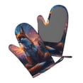 thumbnail image 5 of Hirioo Starry Sky Meditating Fox for Silicone Oven Mitts for BBQ, Baking, Cooking, Set of 2, Heat Resistant 260℃, Non-Slip Kitchen Essentials, 5 of 6