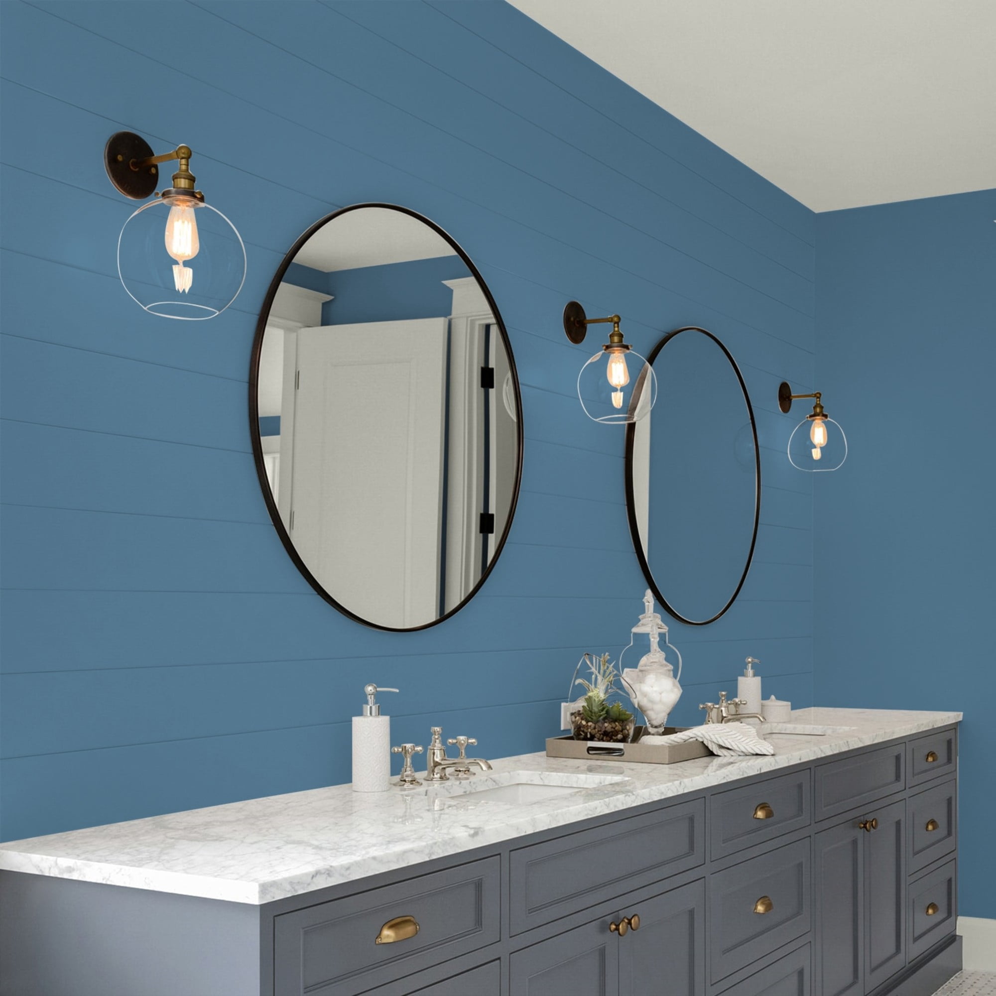 Glidden HEP Smoke Blue Interior Paint + Primer Eggshell , 1 Quart
