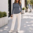 thumbnail image 6 of Fnooota Thermal Tops for Women, Stretch Crew Neck Long Sleeve Winter Warm Womens Base Layers Underwear Dark Gray Size XL, 6 of 8