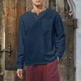thumbnail image 2 of Men Solid V Neck Shirt Loose Long Sleeve Blouse, 2 of 6