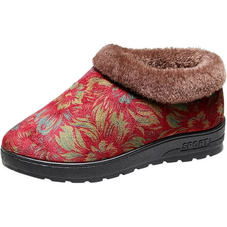 

Solid Snow Boots Women Trendy Winter Women s Boots Slide Booties for Women Slip Resistant Furry Casual Warm Floral Fuzzy Solid Color Falt Slip On Non Slip Womens Work Boots Western Fashion