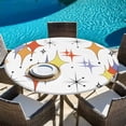 thumbnail image 6 of Orange Purple Diamond Round Tablecloth, Fitted Table Cover with Elastic for 45"-54" Round Tables, Modern Geometric Middle Century Table Cloth Outdoor Indoor Dinning Party Waterproof Tablecloths, 6 of 7
