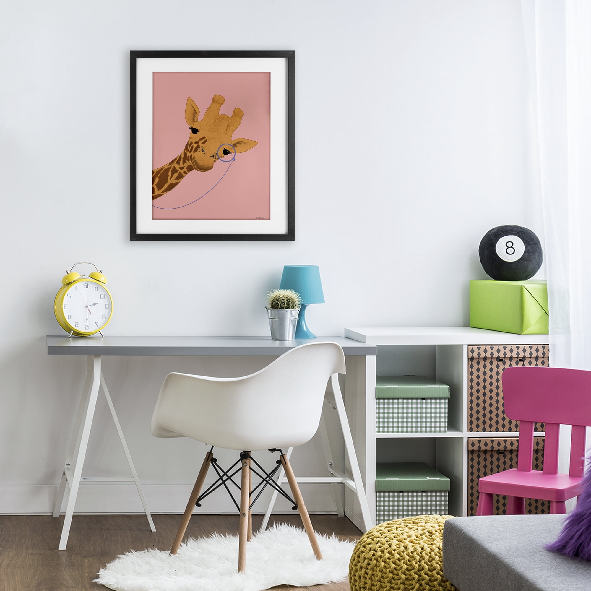 Stupell Industries Playful Giraffe with Monocle Black Framed Print Under Glass, design by Rachel Nieman