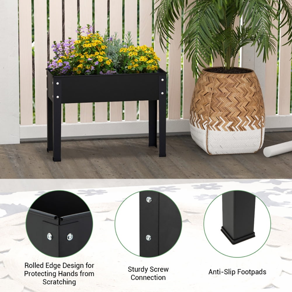 Resenkos Raised Planter Boxes, Large Space Elevated Flower Beds,Metal Raised Garden Bed with Legs and Drainage Hole for Vegetable Flower-24 x 11 x 18 inches