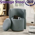thumbnail image 4 of 360° Swivel Accent Chair Storage Ottoman Linen Fabric Armchair Bedroom Stool Club Chair Gray, 4 of 9