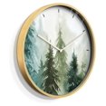 thumbnail image 2 of 24 Inches Round Wooden Wall Clock Silent Battery Operated, Home Decorative Large Wall Clock, Pastel Watercolor Pine Trees Clock Wall Art Decor for Living Room Kitchen Bedroom Classroom, 2 of 7