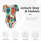 thumbnail image 4 of Balery Colorful Hawaii Palms Body de cuello redondo de manga corta para mujer Tops de manga corta Tops básicos-Small, 4 of 7