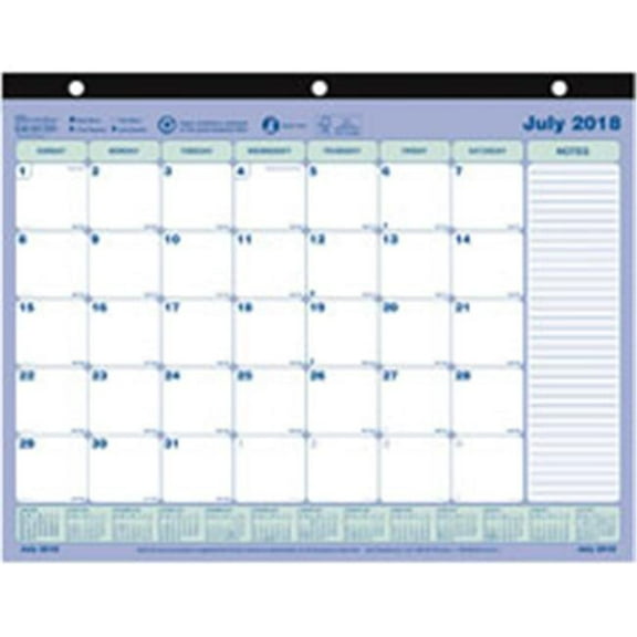 Academic Monthly Desk Pad - Blue & Green