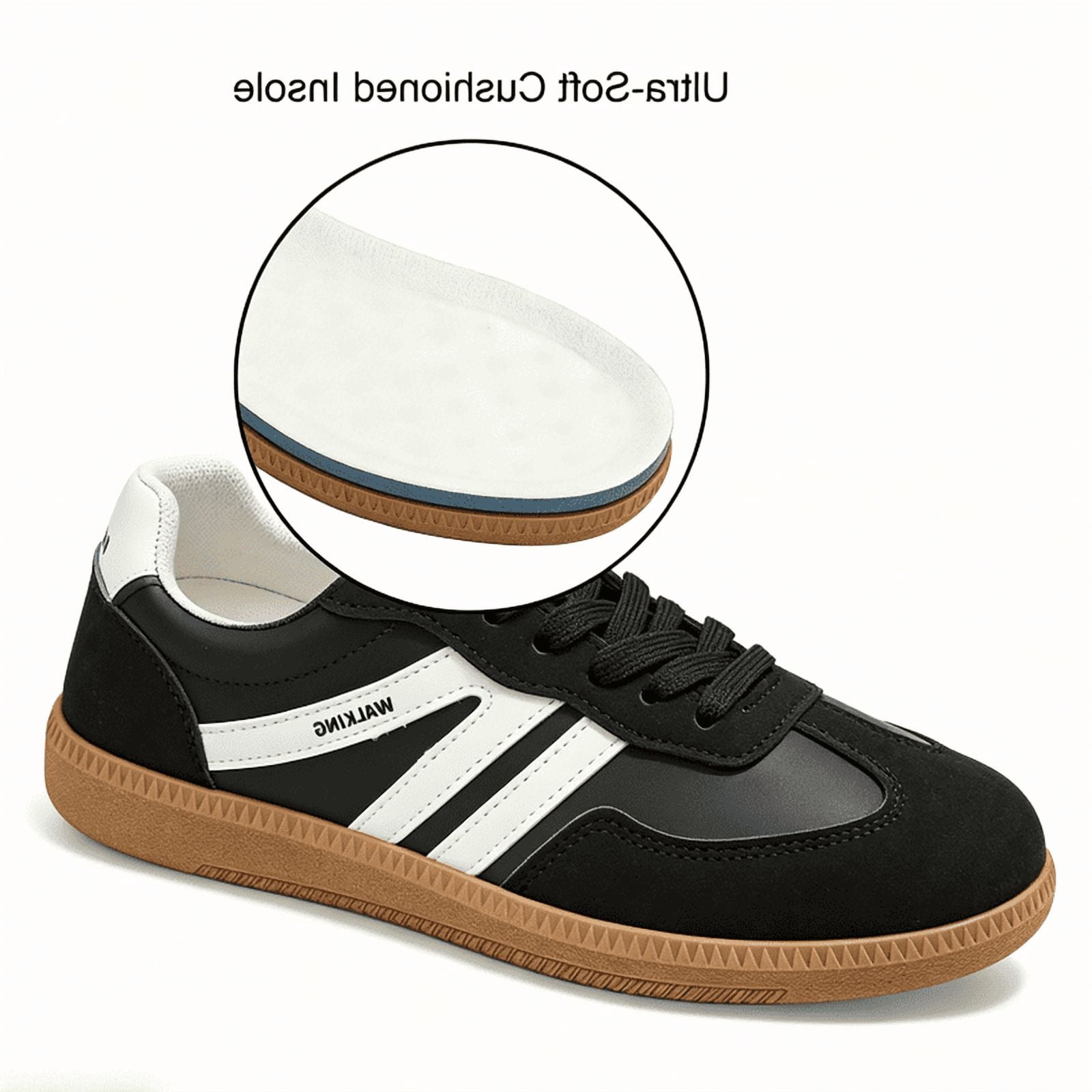 BERANMEY Women's Retro Fashion Sneakers Comfortable Casual Anti Slip Platform Low-Top Sneakers Lace Up Memory Foam Tennis Walking Skate Shoes