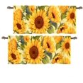 thumbnail image 3 of 2 Panels Yellow Sunflower Curtain Valance for Windows, Retro Rustic Floral Plants Rod Pocket Short Window Treatment Decor Drapes for Kitchen, Bathroom, 54" X 18", 3 of 6