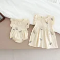thumbnail image 3 of Vestido volador de encaje de estilo coreano para niña, vestidos de princesa florales bordados, mono encantador para bebé, trajes para hermana, 3 of 6