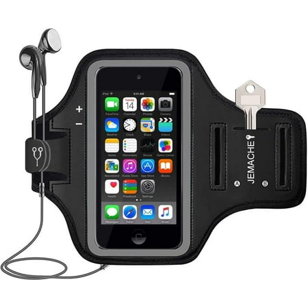 Brassard Sport Pour IPhone SE/5/5S & IPod Touch 7/6/5 - JEMACHE Armband Gym Course Running Avec Porte-Clés, Résistant Eau & Transpiration