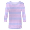 thumbnail image 6 of T Shirts for Women Spring 2026 Crew Neck Casual Basic Tops Fashion Summer 3/4 Sleeve Striped Tee, 6 of 6