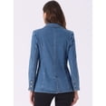 thumbnail image 3 of DARING DIVA Women's Notched Lapel Denim Blazer with Shoulder Pads L Light Blue, 3 of 6