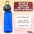thumbnail image 3 of Plastic Sports Bottles with Spill Proof Lids 22 oz. Set of 6, Bulk Pack - Reusable, With Straw, Perfect for Gym, Outdoor Sports, Home, Office - Blue, 3 of 5