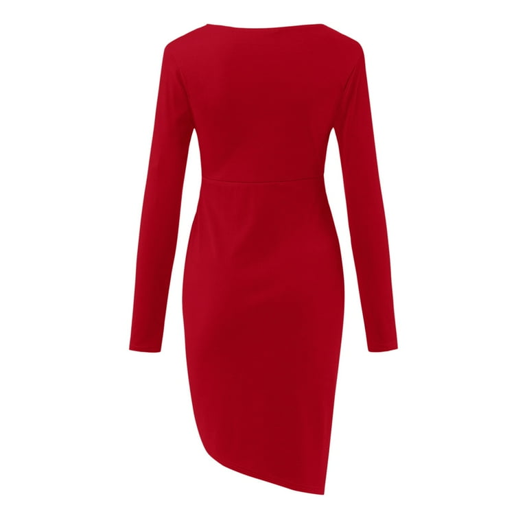 Sexy Deep V-Neck Irregular Red Evening Dress Sexy Deep V-Neck Irregular Red Evening Dress