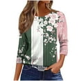 thumbnail image 5 of Qulqfy Plus Size Tops for Women Spring 3/4 Length Sleeve Shirts Fall Floral Crew Neck Going Out Tops Blouses for Women L, 5 of 8