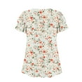 thumbnail image 6 of Jsaierl Womens Short Sleeve Tops Summer Dressy Ruffle Shirts V Neck Flowy Pleated Tunic Blouses Boho Graphic Tshirts Top S-2XL, 6 of 7