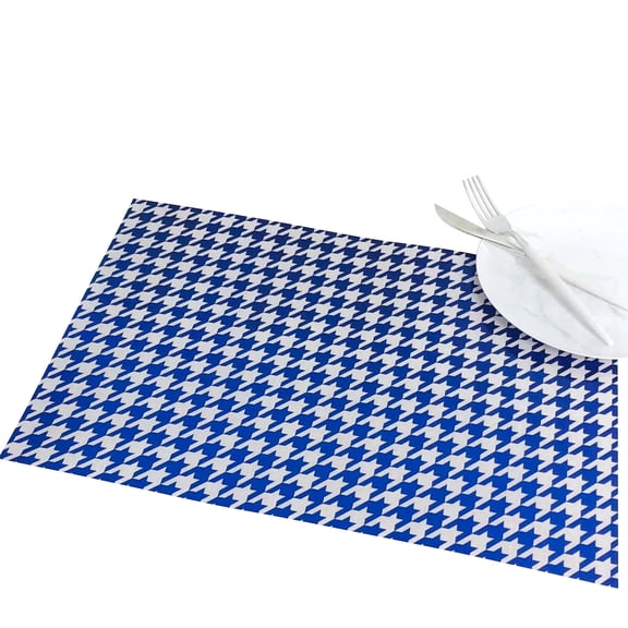 Altoona Design Metallic Foil Collection Houndstooth Paper Placemats Blue 16/pack